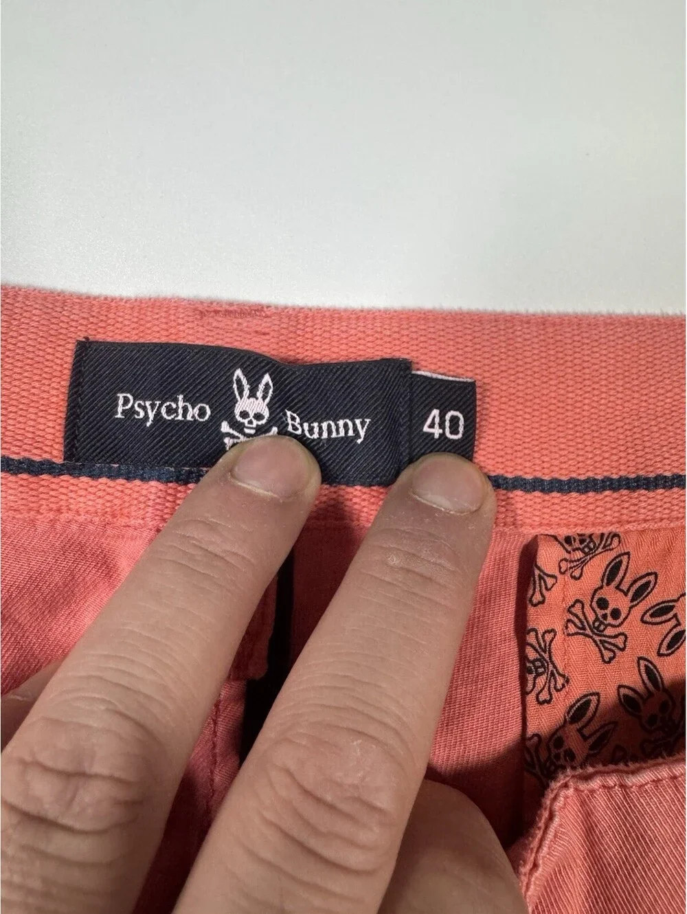 Psycho Bunny Men’s Coral Chino Shorts Size 40 Stretch Flat Front Casual